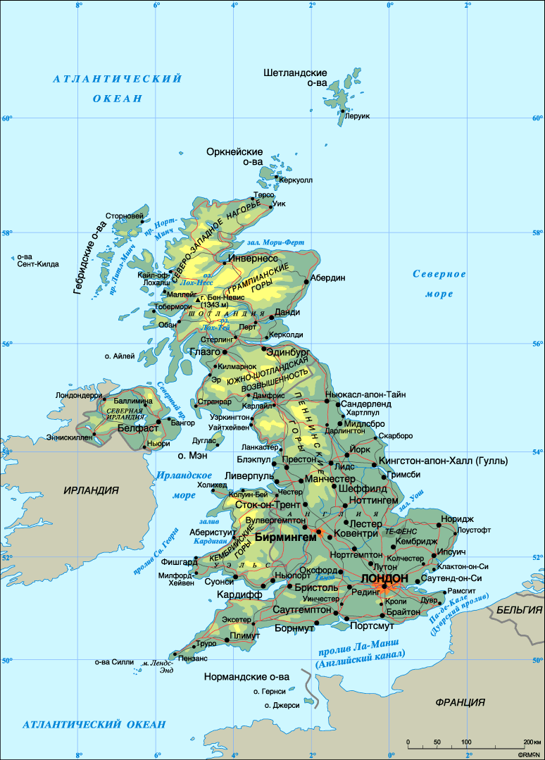 Карта Англия