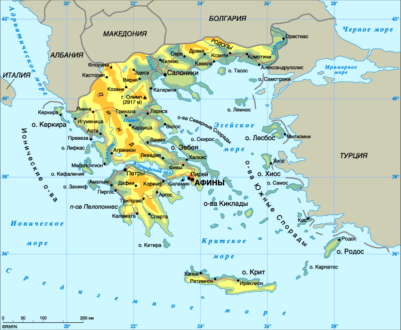 Карта Греция