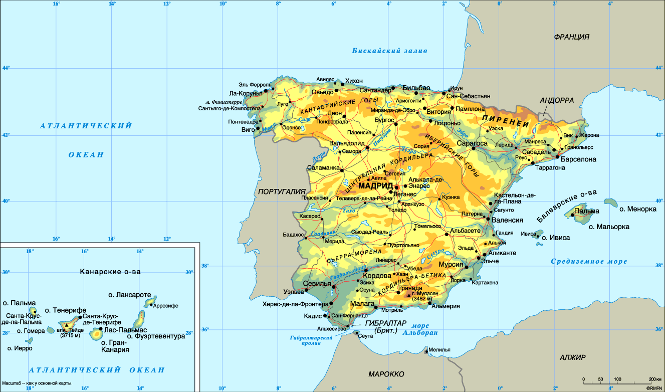 Карта Испания