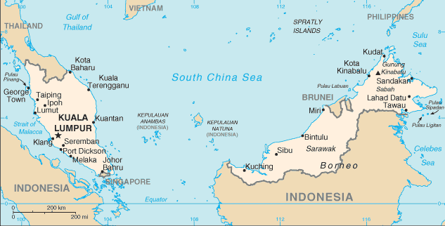 Карта Малайзия