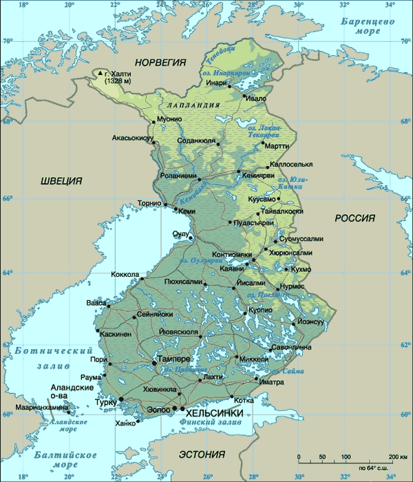 Карта Финляндия