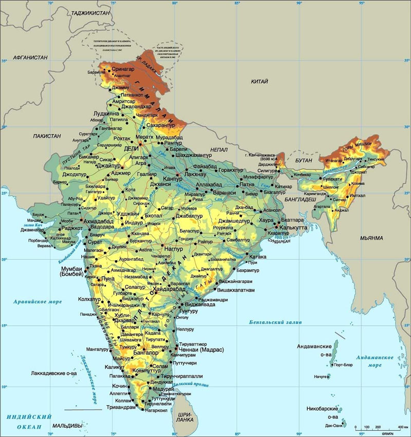 Карта Индия