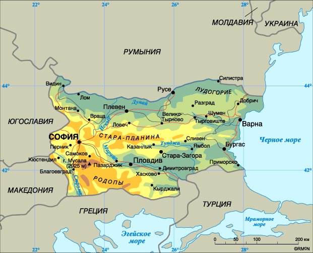 Карта Болгария